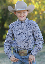 Boys Cinch L/S, Navy Paisley