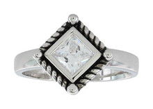 Montana Ring, Roped Clear CZ Princess Cut