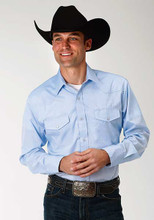 Men's Roper L/S, Light Blue, Diamond Print, Pearl Snap, 2 Pocket