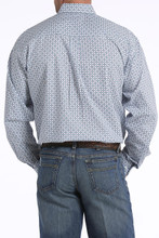 Men's Cinch L/S, White with Blue and Turquoise Print
