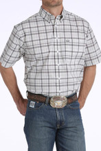 Men's Cinch S/S, Arena Flex, White with Gray Plaid