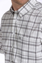 Men's Cinch S/S, Arena Flex, White with Gray Plaid