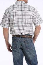 Men's Cinch S/S, Arena Flex, White with Gray Plaid