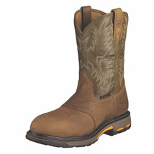 Men's Ariat Work Boot, Steel Toe, Green Top w/Round Toe