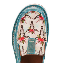 Women's Ariat Cruiser, Shimmer Turquoise with Ivory Steer and Rose Print Top
