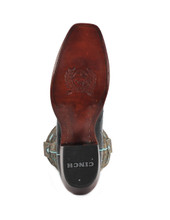 Women's Cinch Boots, Black Ostrich with Turquoise Inlay Tops, Snip Toe