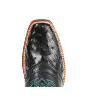 Women's Cinch Boots, Black Ostrich with Turquoise Inlay Tops, Snip Toe