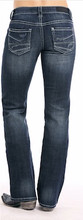 Women's Rock & Roll Jeans, Riding, Boot Cut, Dark Wash, Distressed