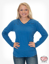Women's Cowgirl Tuff L/S, Blue with Patches