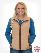 Women's Cowgirl Tuff Vest, Quilted Tan and Aztec Reversible