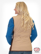 Women's Cowgirl Tuff Vest, Quilted Tan and Aztec Reversible