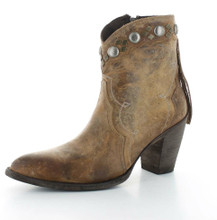 Women's Old Gringo Boot, Ninna Bootie, Brown with Fringe and Conchos