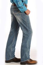 Men's Rock & Roll Jeans, Medium Wash, Tan Stitch, Tuf Cooper Competition