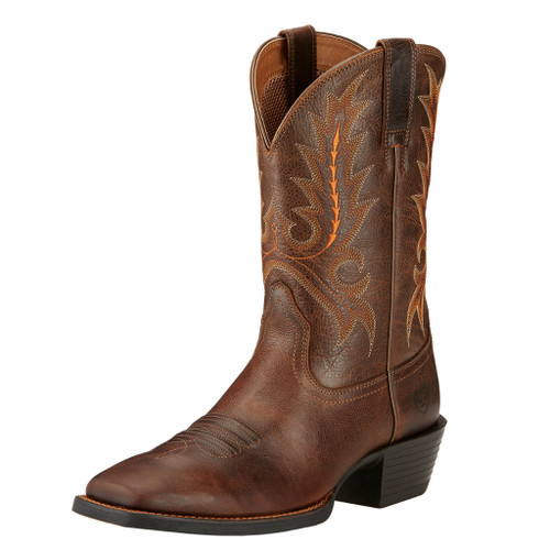 Men's Ariat Boot, Brown w/ Orange Stitch