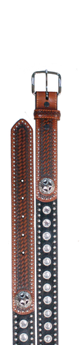 Kids WFA Ranger Belt, Brown with Cyrstal Studs and Star Concho