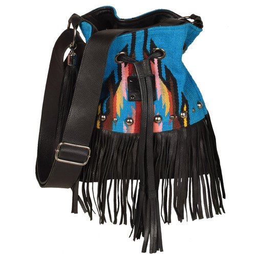 Women's STS Purse, Blue Aztec with Fringe