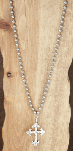 West & Co. Necklace, Silver Beads, Cross Charm