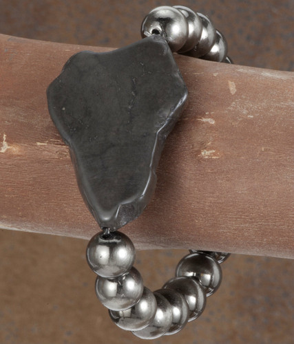 West & Co. Bracelet, Worn Silver with Black Chunk