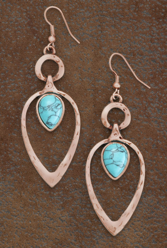 West & Co. Earrings, Copper Teardrop with Turquoise Accent
