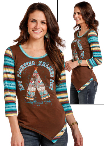 Women's Panhandle Tee, Raglan Serape with Teepee
