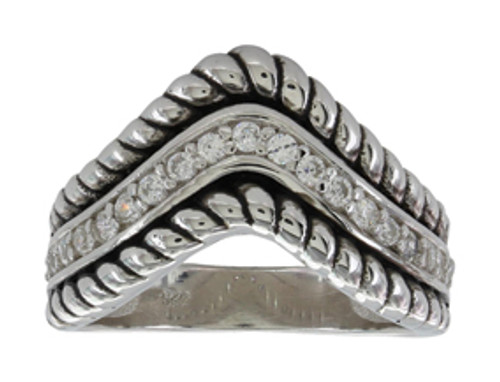Montana Ring, Roped Chevron Band, CZ's