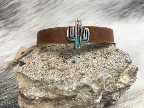 Most Wanted USA Bracelet, Leather with Cactus Charm