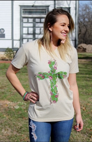 Women's Crazy Train Shirt, V Neck, Prickly Prayer