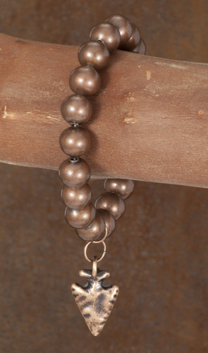 West & Co. Bracelet, Single Strand Burnished Burnished Copper w/Aarowhead Charm, Stretch