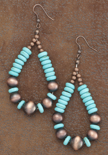 West & Co. Earrings, Copper and Turquoise Teardrop