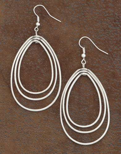 West & Co. Earrings, Silver 3 Layer Teardrop