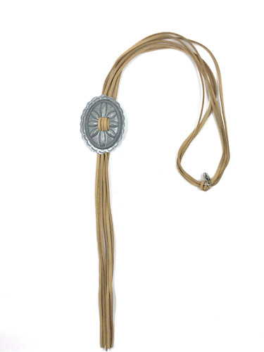 West & Co. Necklace, Silver Concho Bolo with Brown Leather