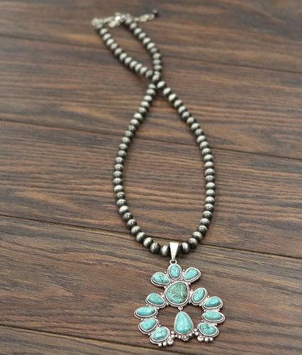 Isac Trading Necklace, Squash Blossom, Navajo Beads