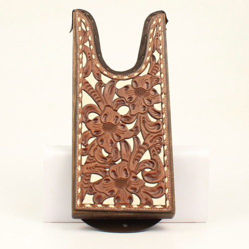 M&F Boot Jack, Tooled Floral Leather, White Underlay, Heavy
