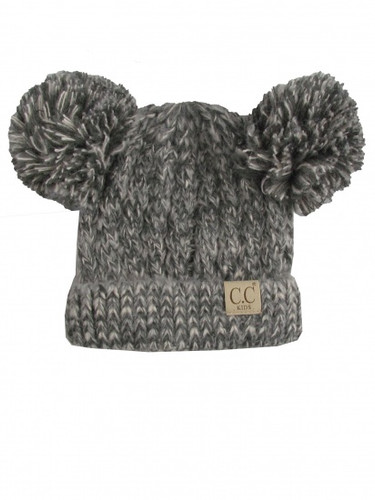 Kids CC Beanies, 2 Poms, Assorted Speckled Colors