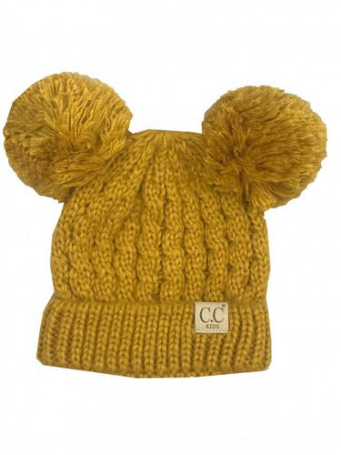Kids CC Beanies, 2 Poms, Assorted Solid Colors