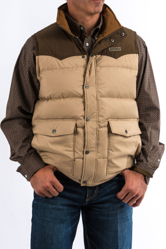 Men's Cinch Vest, Quilted Down, Tan