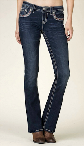 Women's Miss Me Jeans, Feather Pocket, Mid-Rise Bootcut