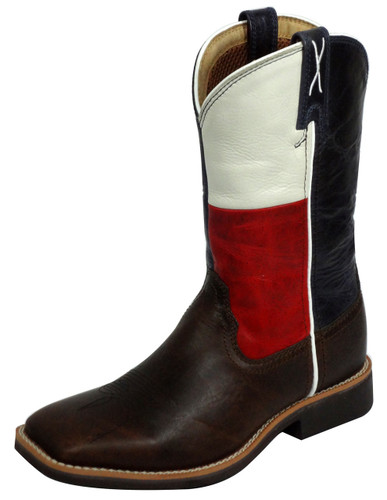 Kids Twisted X Boot, Chocolate, Texas Flag Top