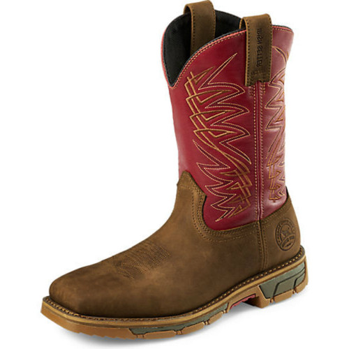 Men's Red Wing Boot, Steel Toe, Brown Square with Red Shaft