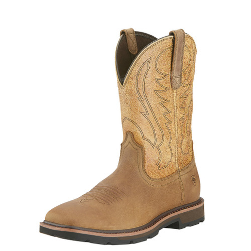 Men's Ariat Boot, Steel Toe, Brown Square, Tan Shaft