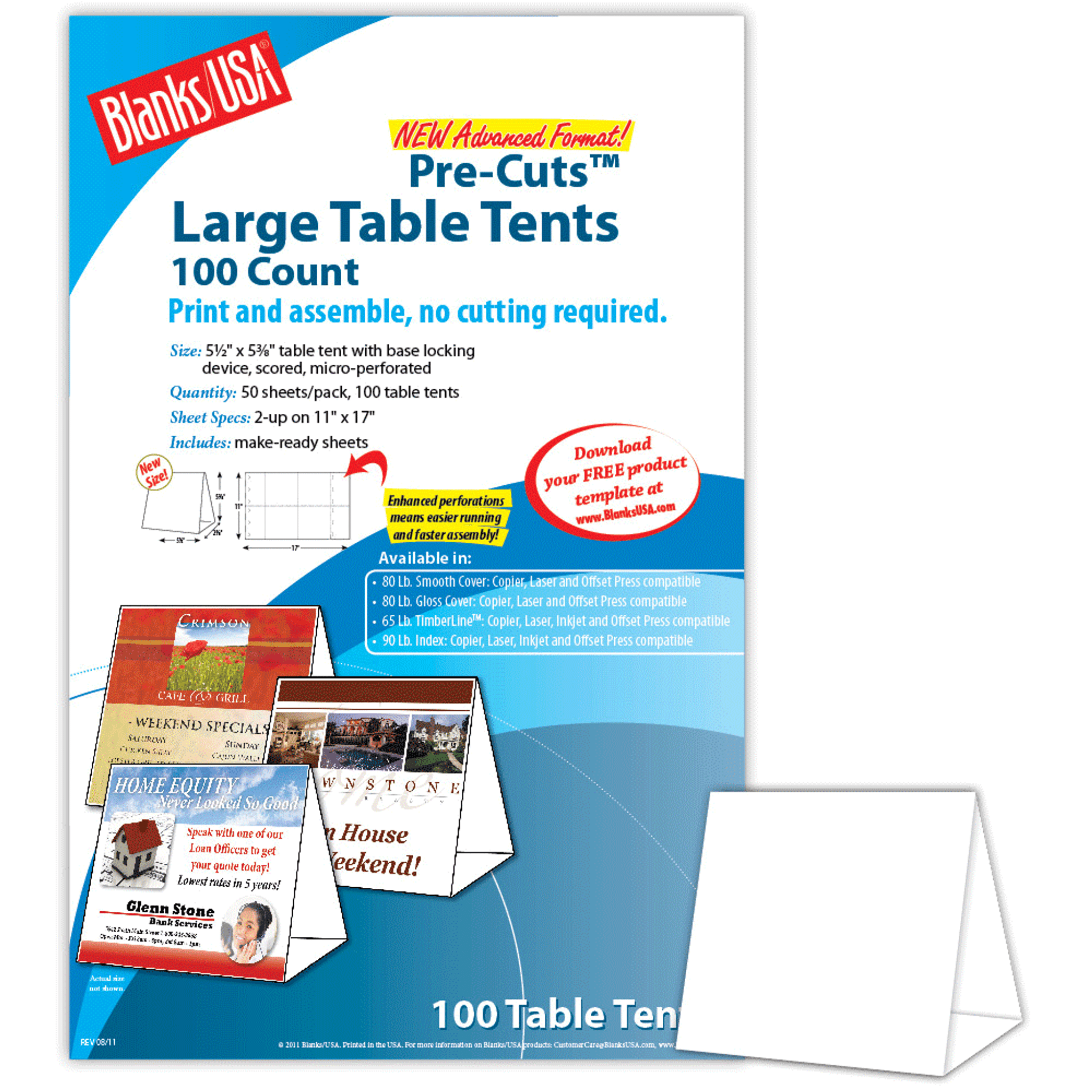 5 5 x 2 625 x 5 375 table tent ttq blanks usa