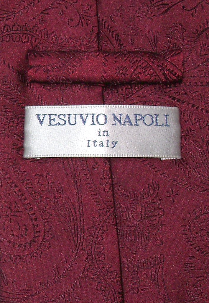 Vesuvio Napoli Burgundy Paisley NeckTie Handkerchief Mens Neck Tie Set