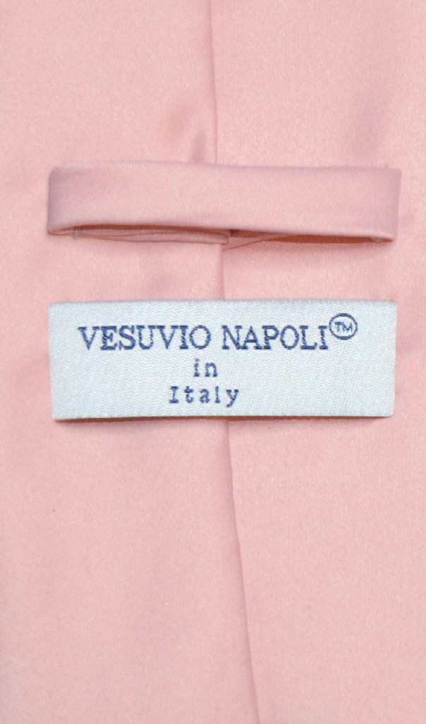 Vesuvio Napoli Solid Dusty Pink NeckTie Handkerchief Mens Neck Tie Set