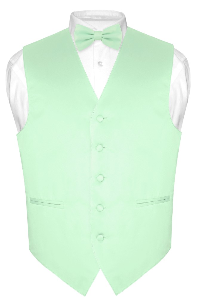 Laurel Green Color Vest and BowTie | Mens Dress Vest & Bow Tie Set