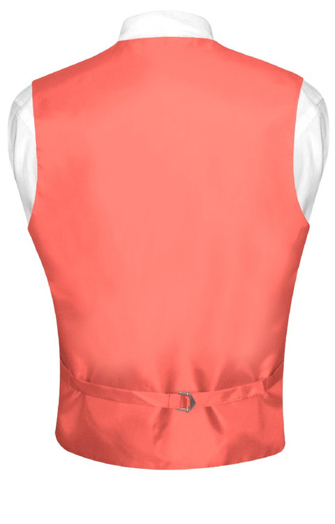 Coral Vest And Tie | Solid Color Coral Pink Vest And NeckTie Set