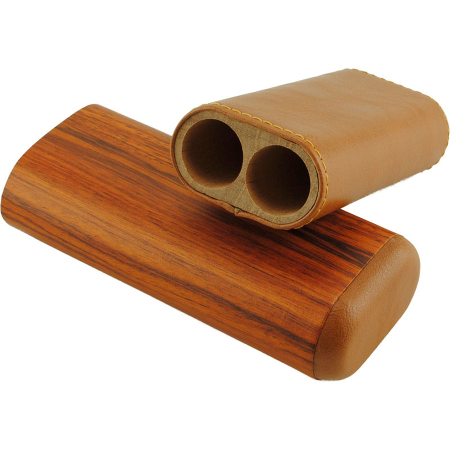 Atlantic Cigar Harmony Wood & Leather Cigar Case 2-CT