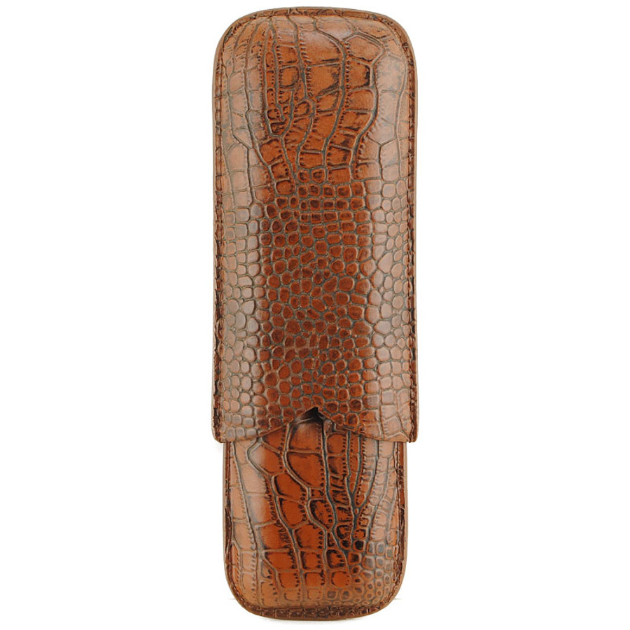 Atlantic Cigar The Croc Cigar Case (Brown) 2-CT