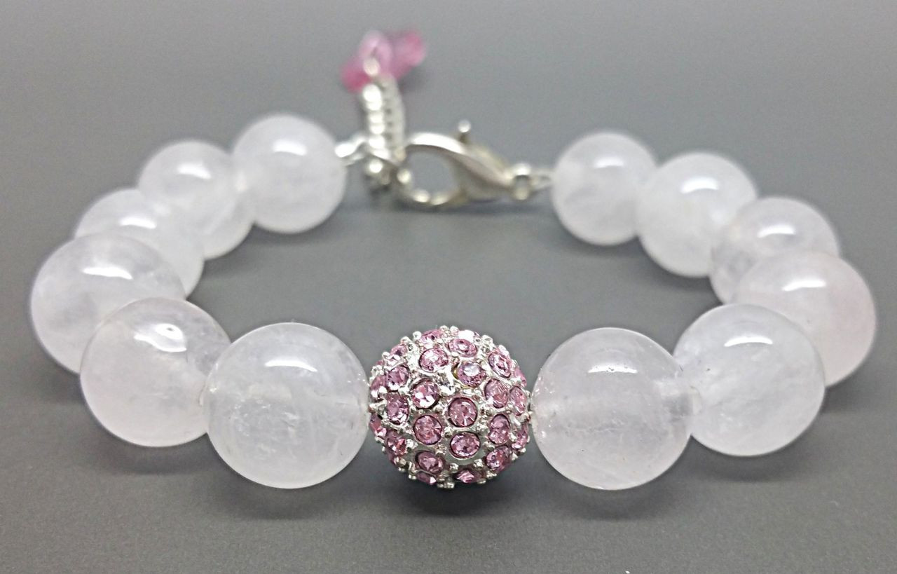 Crystal Rose Quartz Bracelet Natural Stone Healing Bracelets