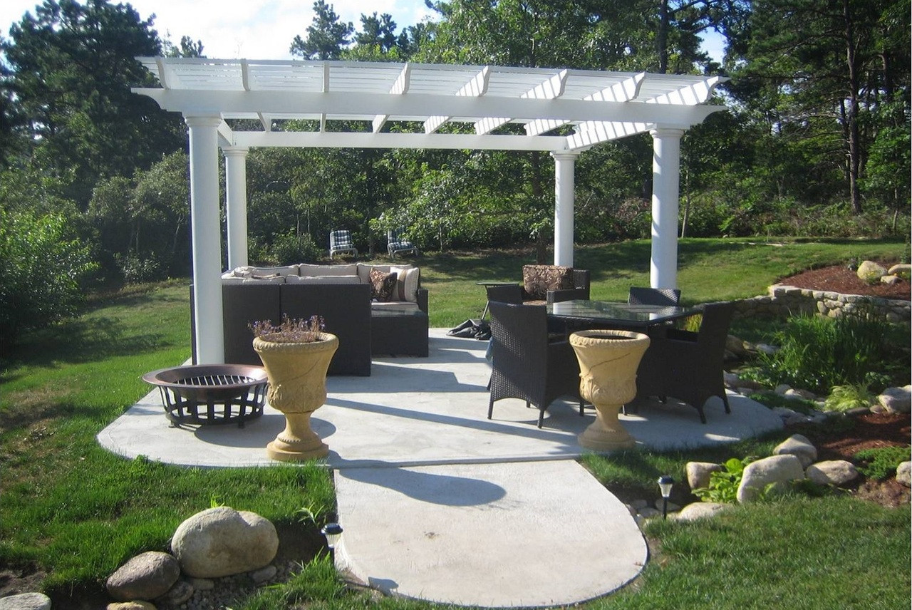 White Composite Pergola Kit Free Standing Round Columns Somerton Pergola Kit - Fiberglass round free standing - White Composite Pergola Kit Free Standing Round Columns