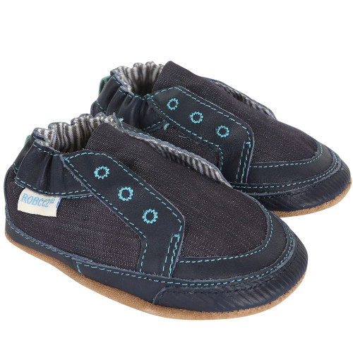 Robeez Stylish Steve Navy Soft Soles - Angle Robeez Stylish Steve Navy Soft Soles - Angle